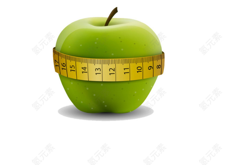 绿色苹果标尺设计图案