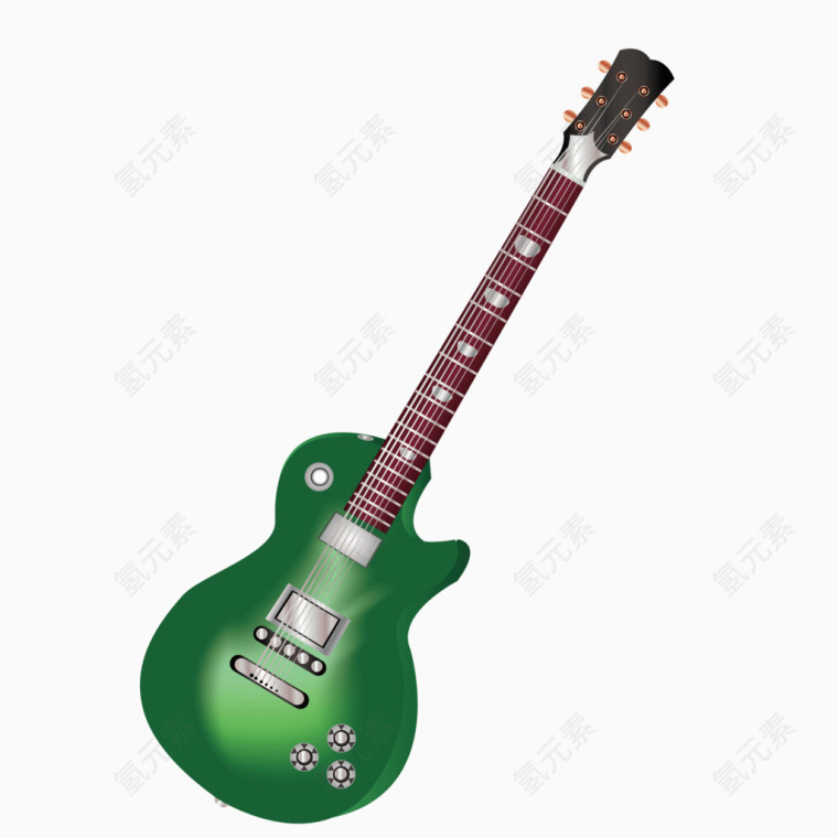 矢量绿色时尚西式乐器吉他