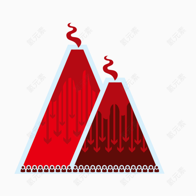 矢量红色火山图标
