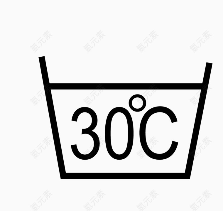 矢量洗涤标识水温30°