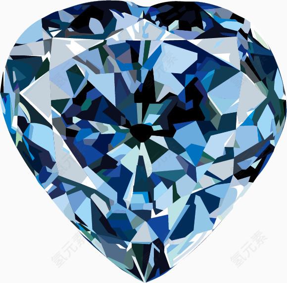 矢量蓝色爱心钻石