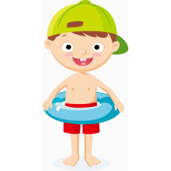 卡通小孩元素冲浪游泳海滩