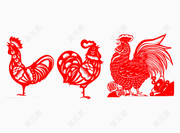 鸡年鸡的剪纸画图