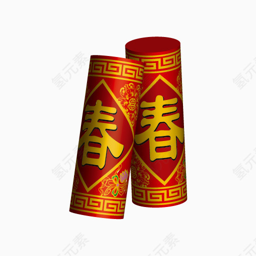 红色春节福字鞭炮素材