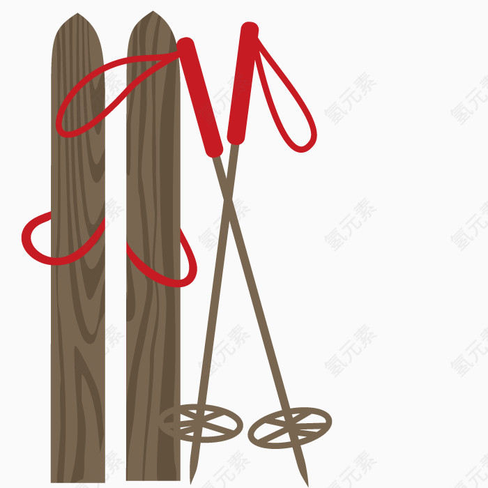 矢量木质滑雪板