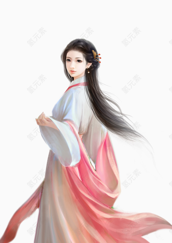 手绘古风插画古装美女