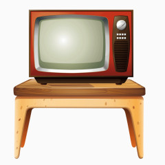 放在桌子上的复古电视机