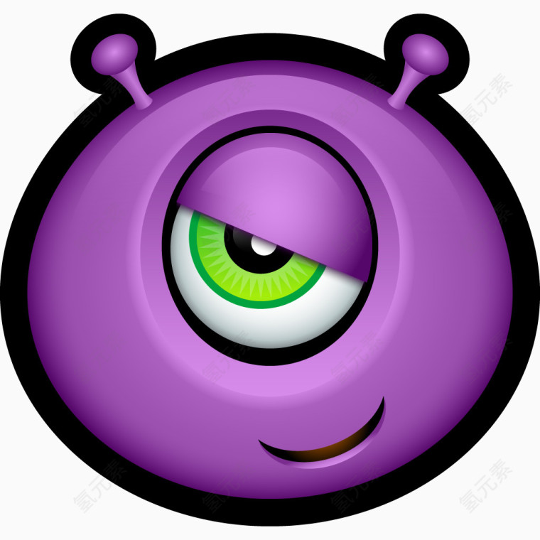 外星人头像表情符号怪物怪物微笑笑脸紫色怪物