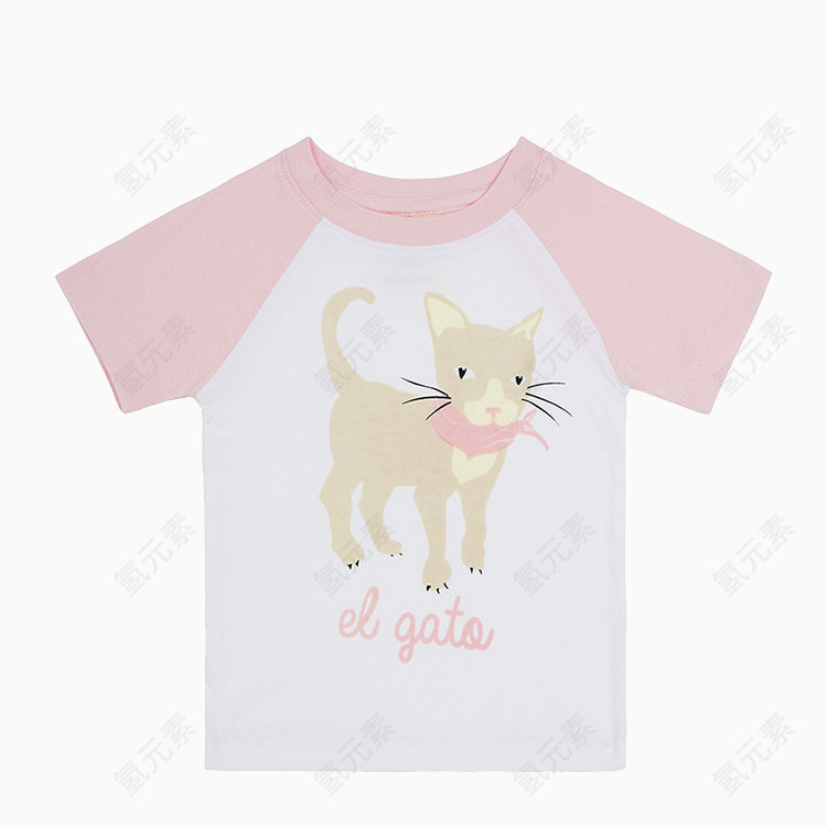 Sapling粉色小猫短袖T恤