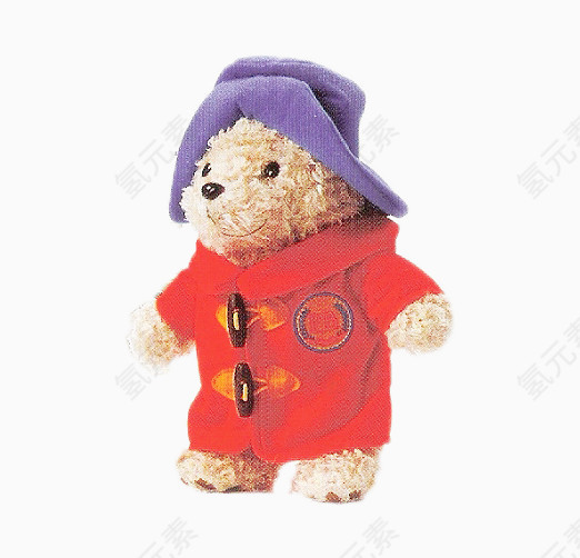红色大衣紫色帽子泰迪小熊