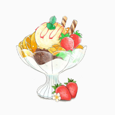 水果冰淇淋球手绘画素材图片下载