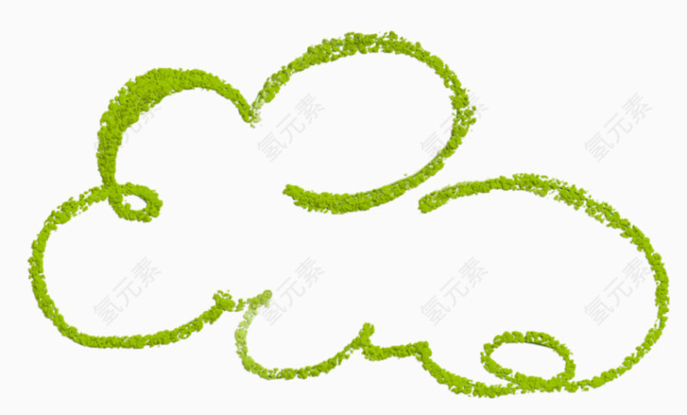 卡通绿色线条云朵