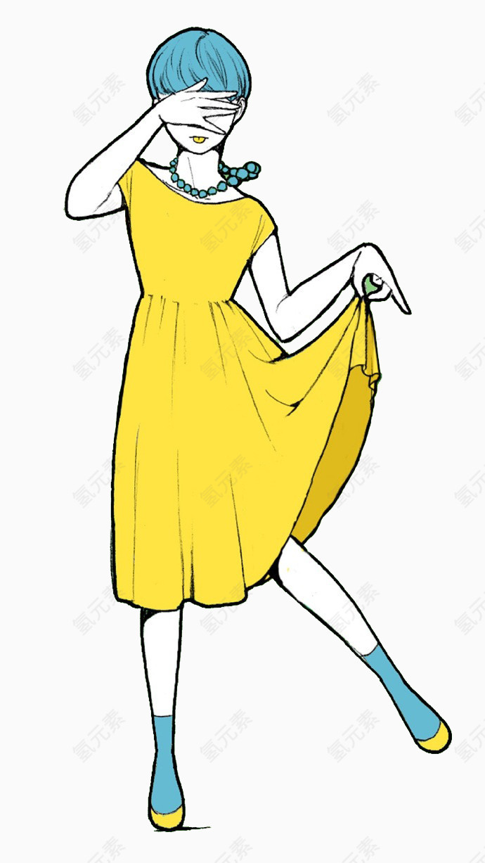 卡通黄色裙子