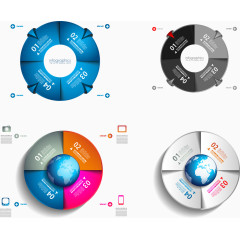 4个矢量四等分扇形图
