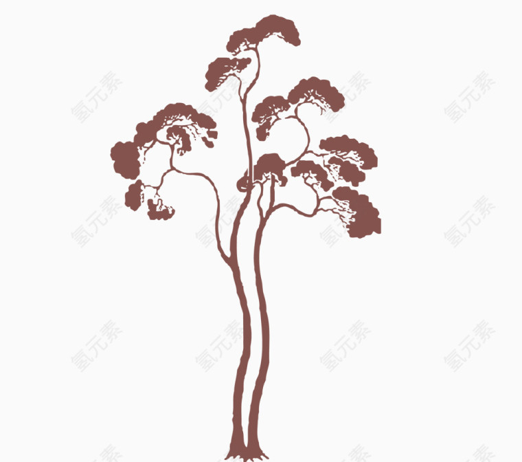 单色松树矢量传统纹样