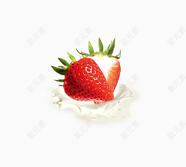 草莓红色立体牛奶装饰免费素材