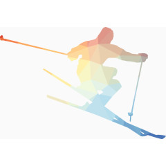 矢量多边形图案的滑雪运动员