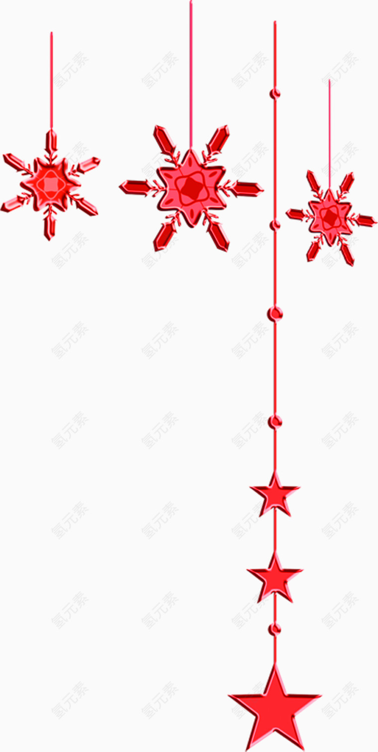红色雪花吊坠装饰图案可作边框