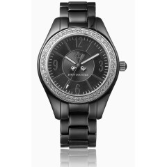 黑灰色陶瓷镶钻手表