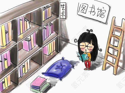 图书馆看书的女孩