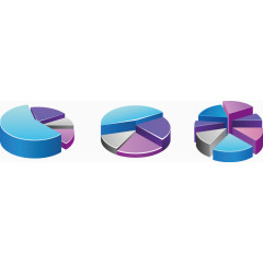 矢量PPT创意设计立体饼形图数据图表