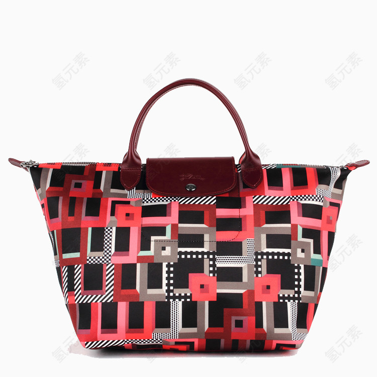 Longchamp珑骧女士红色拼色手提包