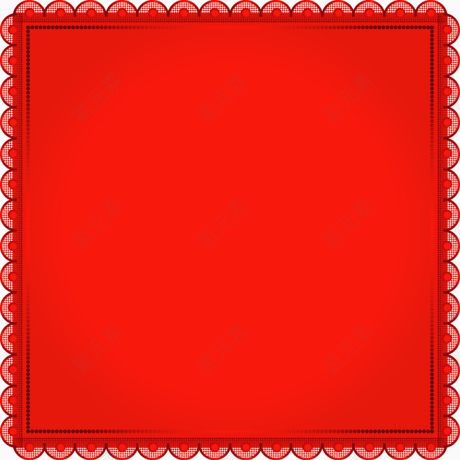 红色正方形花边图案
