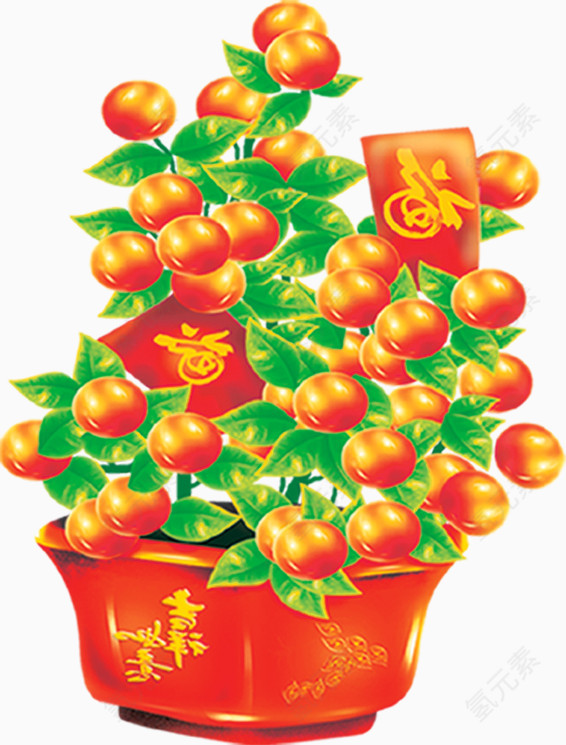 新年橘子树装饰免抠图片