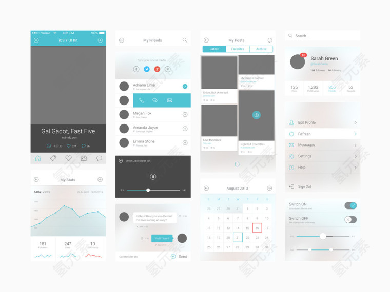 ios7UI界面设计合集PSD素材