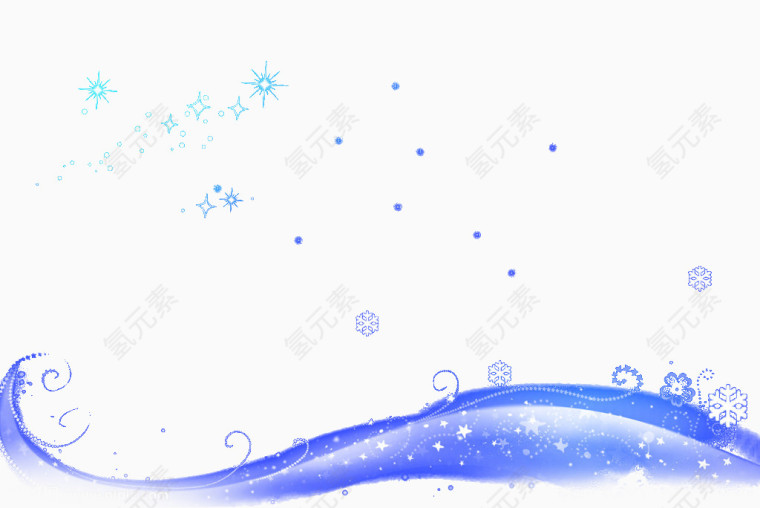 蓝色雪花边框