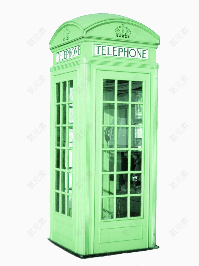 青色电话亭复古电话