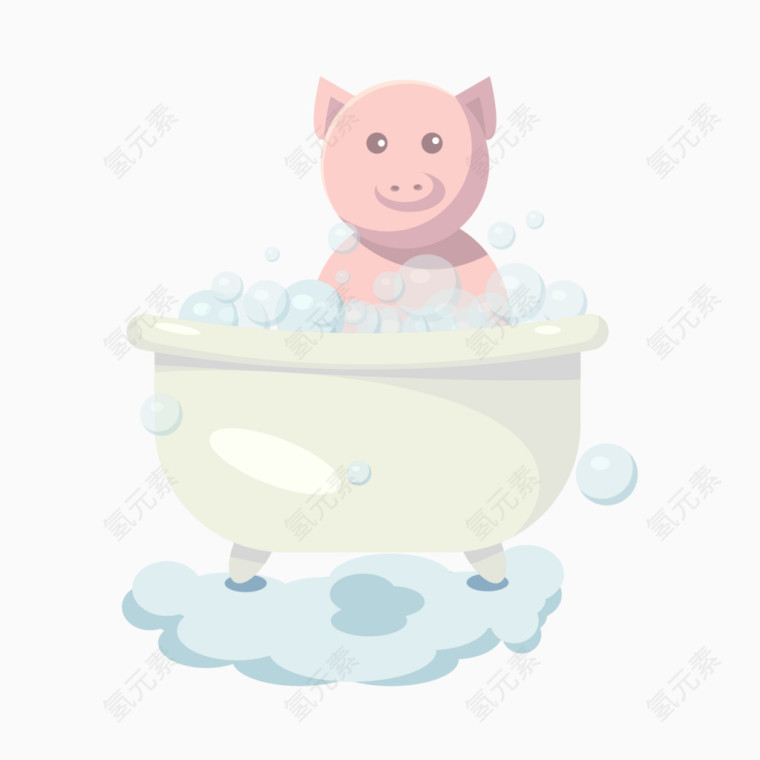 矢量小猪洗澡
