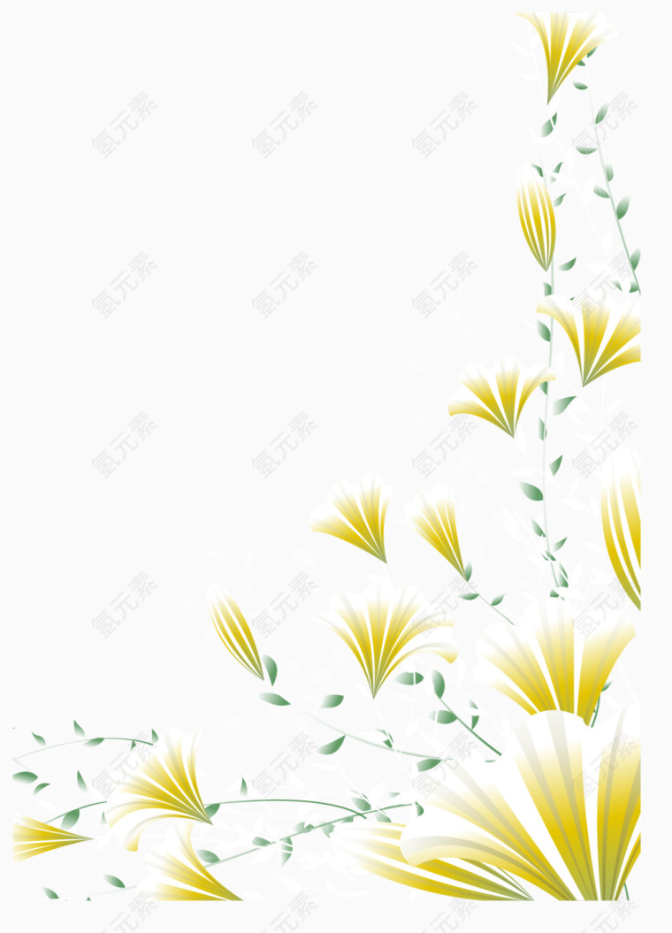黄色韩式矢量背景装饰花纹素材