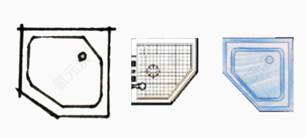 户型图彩平图手绘洁具淋浴房