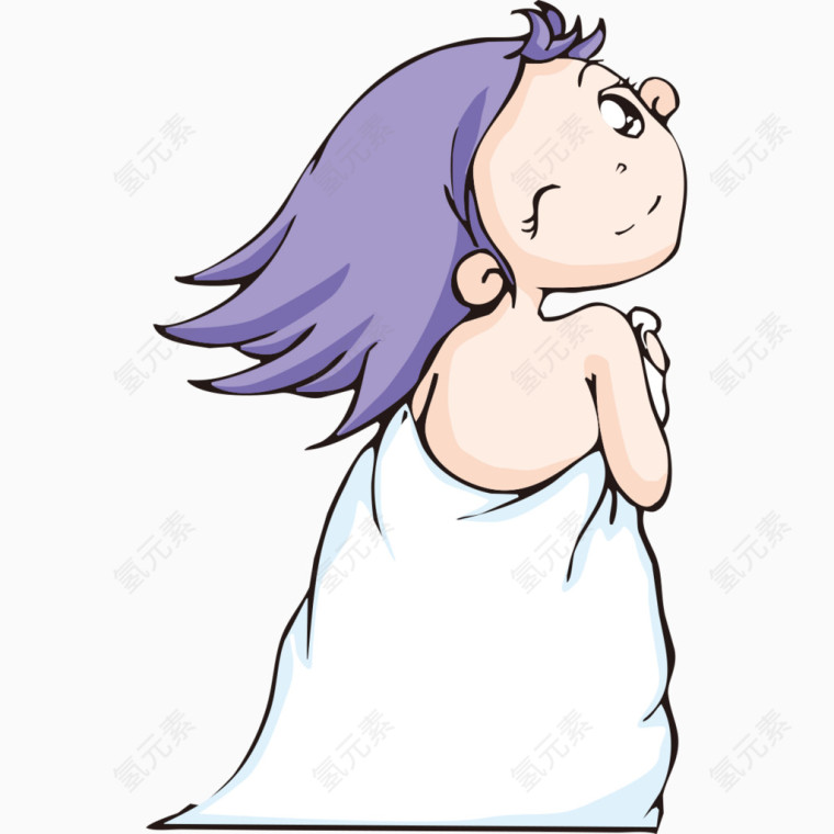 浴袍美女卡通人物形象