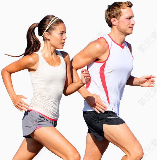 一男一女两个跑步的外国人