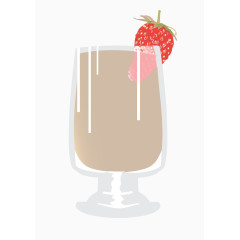 矢量灰色草莓镶嵌咖啡玻璃杯