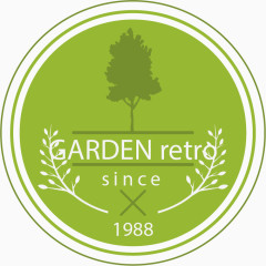 矢量绿色复古花园标志