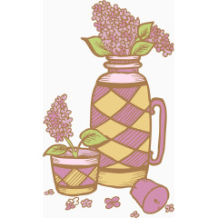 矢量紫色花瓶和花朵