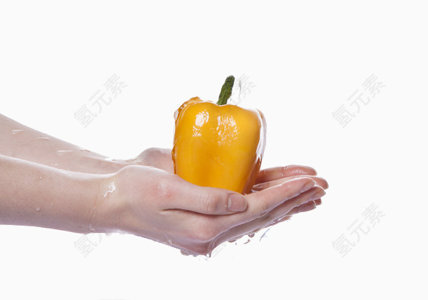 手洗黄色辣椒