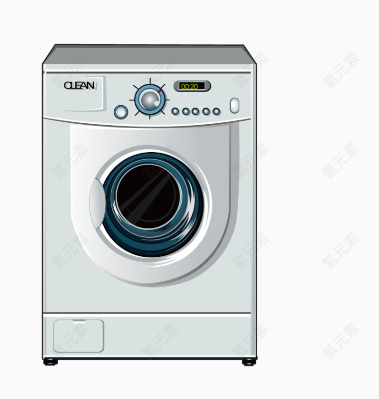 矢量银色洗衣机
