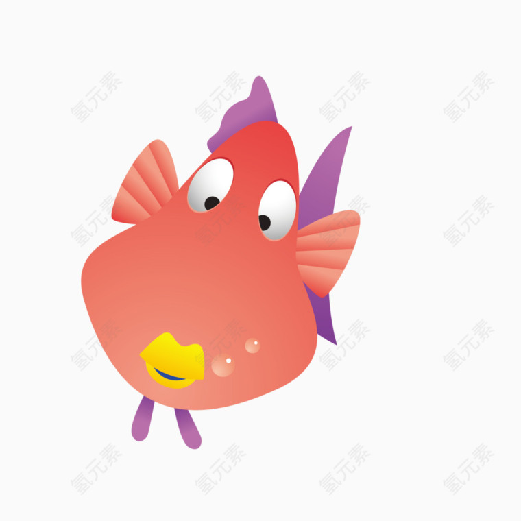 红色可爱小鱼矢量插图