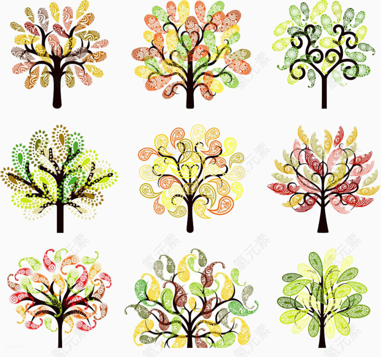 彩色创意树图片高清免扣素材