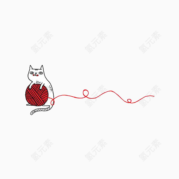 玩毛线的卡通猫咪