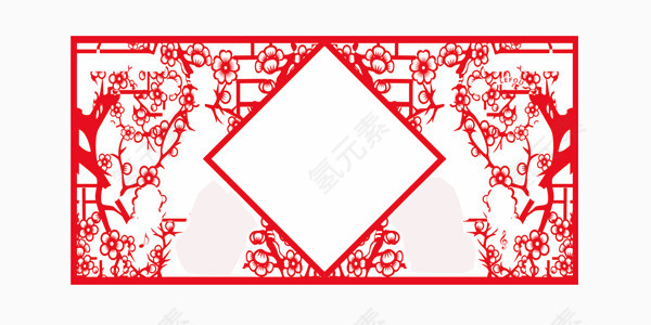 中国风红色剪纸边框