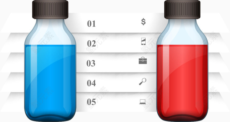 矢量瓶子信息图表