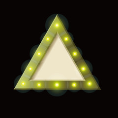 矢量霓虹灯黄绿色发光三角