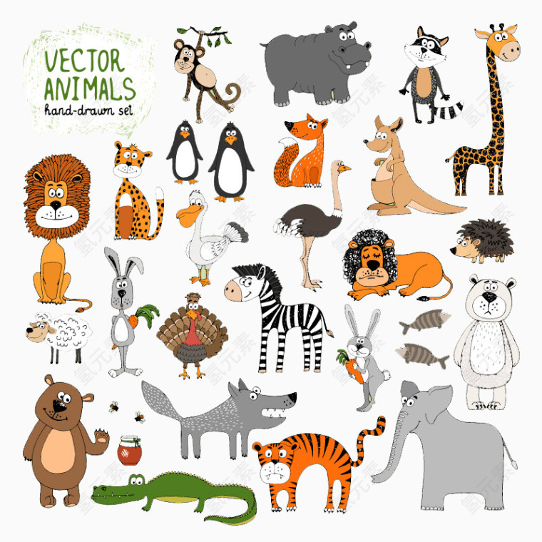 26款手绘动物设计矢量素材