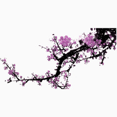 紫色中国风花枝装饰图案