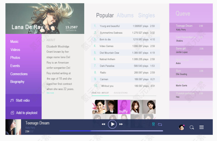 紫色UI音乐播放界面